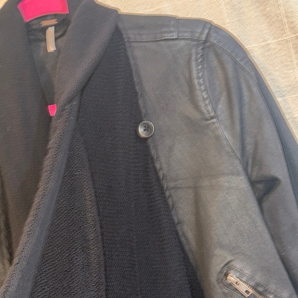 Free People Black Leather Jacket with Scarf Detail - Picture 3 of 6